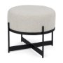 69838 - Amelia Cream Boucle W/Black Metal Upholstered Pouf
