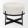 69838 - Amelia Cream Boucle W/Black Metal Upholstered Pouf