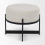 69838 - Amelia Cream Boucle W/Black Metal Upholstered Pouf