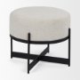 69838 - Amelia Cream Boucle W/Black Metal Upholstered Pouf
