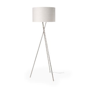 Ambrose 20.0L x 20.0W x 61.8H Silver Metal W/Beige Fabric Shade Floor Lamp