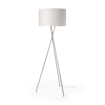 69844 - Ambrose 20.0L x 20.0W x 61.8H Silver Metal W/Beige Fabric Shade Floor Lamp