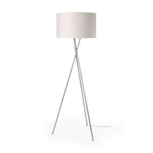 69844 - Ambrose 20.0L x 20.0W x 61.8H Silver Metal W/Beige Fabric Shade Floor Lamp