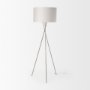 69844 - Ambrose 20.0L x 20.0W x 61.8H Silver Metal W/Beige Fabric Shade Floor Lamp