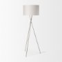 69844 - Ambrose 20.0L x 20.0W x 61.8H Silver Metal W/Beige Fabric Shade Floor Lamp