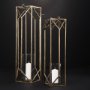 68976 - Ivy Large Gold Metal Geometric Cage Candle Holder Lantern