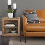 69206 - Arelius 20L x 18W x 26H Light Brown Wood W/ Black Metal Frame End/Side Table