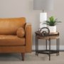 69282 - Marquisa (Set of 2) 22.5L x 22.5W x 20.8H Light Brown Wood W/ Black Metal Base Nesting Side Tables