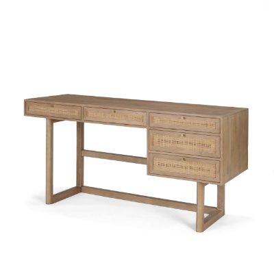 69899 - Grier 60" Light Brown Solid Wood W/Cane Office Desk