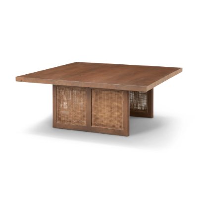 69903 - Grier  42" Square Medium Brown Solid Wood w/ Cane Coffee Table