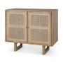69909 - Grier 36" Light Brown Wood w/ Cane 2 Door Accent Cabinet