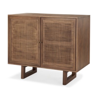 69920 - Grier 36" Medium Brown Wood w/ Cane 2 Door Accent Cabinet