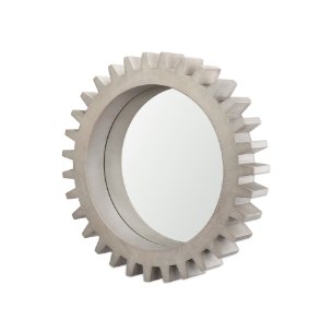 Sundance Cog 26" Round Grey Wood Frame Mirror