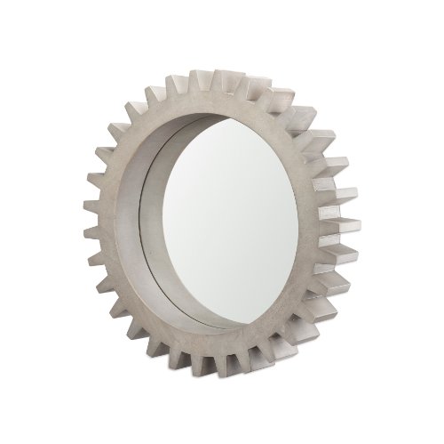 37247 - Sundance Cog 26" Round Grey Wood Frame Mirror