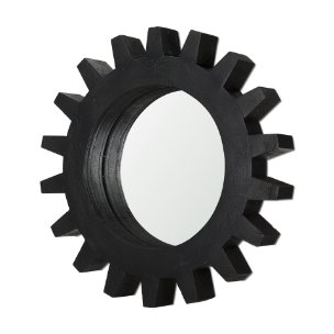 Sundance Cog 17" Round Black Wood Frame Mirror 
