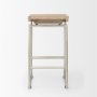 69554 - Givens 25.8"H Seat Height Brown Wood W/Silver Metal Frame Counterstool