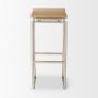 69555 - Givens 31.8"H Seat Height Brown Wood W/Silver Metal Frame Barstool
