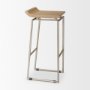 69555 - Givens 31.8"H Seat Height Brown Wood W/Silver Metal Frame Barstool