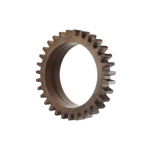 37141 - Cog Mirror 26" Round Brown Wood Frame Mirror
