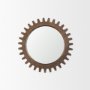 37141 - Cog Mirror 26" Round Brown Wood Frame Mirror
