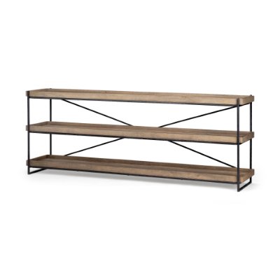 68217 - Trey I 80L x 16W Brown Wood and Black Iron Console Table 