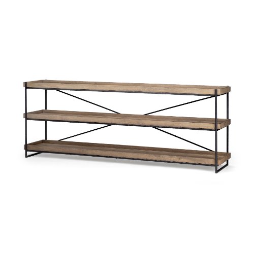 68217 - Trey I 80L x 16W Brown Wood and Black Iron Console Table 