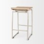 69554 - Givens 25.8"H Seat Height Brown Wood W/Silver Metal Frame Counterstool