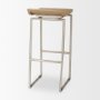 69555 - Givens 31.8"H Seat Height Brown Wood W/Silver Metal Frame Barstool