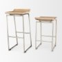 69555 - Givens 31.8"H Seat Height Brown Wood W/Silver Metal Frame Barstool