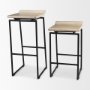 69556 - Givens 25.8"H Seat Height Natural Wood W/Black Metal Counter Stool
