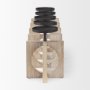 69733 - Cambie 29.0L x 6.0W x 9.0H Natural Wood W/Black Metal Candle Holders