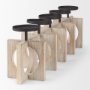 69733 - Cambie 29.0L x 6.0W x 9.0H Natural Wood W/Black Metal Candle Holders