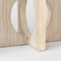 69733 - Cambie 29.0L x 6.0W x 9.0H Natural Wood W/Black Metal Candle Holders