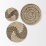 69602 - Avel  18.0L x 18.0W x 3.0H  Light Brown Seagrass W/Dark Brown String Round Wall Hanging Plate