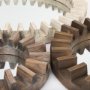 67046 - Sprocket 17" Round Brown Wood Frame Mirror