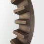67047 - Sprocket 26" Round Brown Wood Frame Mirror