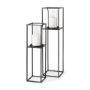 69849 - Cindy Set of 2 Matte Black Metal and Hurricane Glass Pillar Tabletop Candle Holders