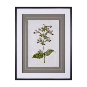 Soft Blue Botanoicals III by Mercana Studio Hand Embellished Framed Art Print Matted under Glass