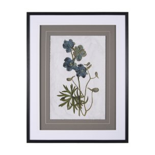 Soft Blue Botanoicals V by Mercana Studio Hand Embellished Framed Art Print Matted under Glass