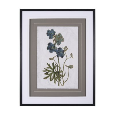 13968 - Soft Blue Botanoicals V by Mercana Studio Hand Embellished Framed Art Print Matted under Glass