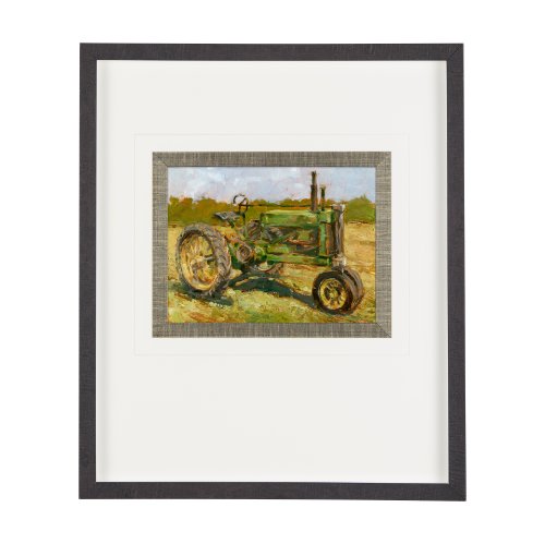 13984 - Rustic Tractors I by Mercana Studio a Hand Embellished Textured Framed Art Print Matted under Glass