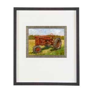 Rustic Tractors II by Mercana Studio a Hand Embellished Textured Framed Art Print Matted under Glass