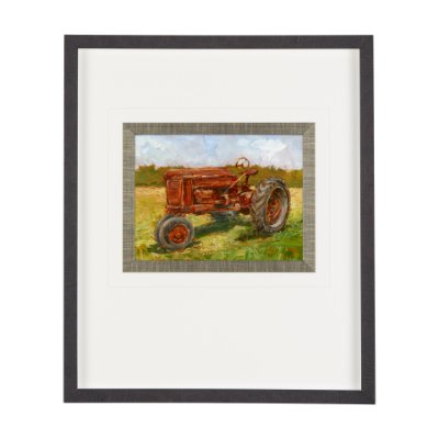 13985 - Rustic Tractors II by Mercana Studio a Hand Embellished Textured Framed Art Print Matted under Glass