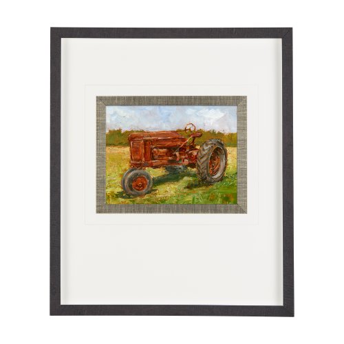 13985 - Rustic Tractors II by Mercana Studio a Hand Embellished Textured Framed Art Print Matted under Glass