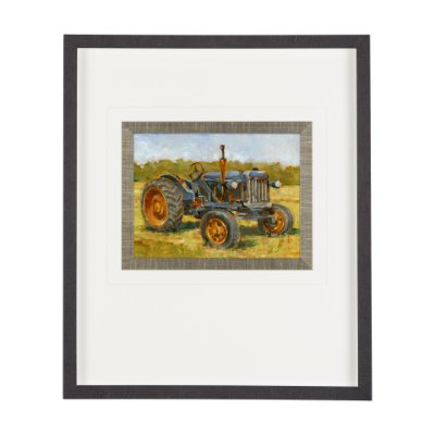 13986 - Rustic Tractors III by Mercana Studio Hand Embellished Textured Framed Art Print Matted under Glass