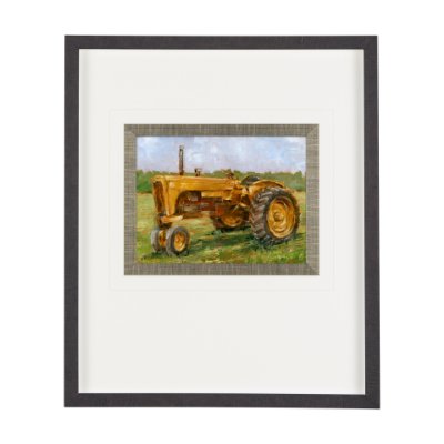 13987 - Rustic Tractors IV by Mercana Studio a Hand Embellished Textured Framed Art Print Matted under Glass