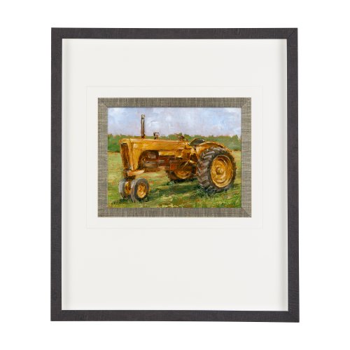 13987 - Rustic Tractors IV by Mercana Studio a Hand Embellished Textured Framed Art Print Matted under Glass