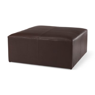 70051 - Minara 36L x 36W x 16H Square Dark Brown Leather Wrapped Ottoman