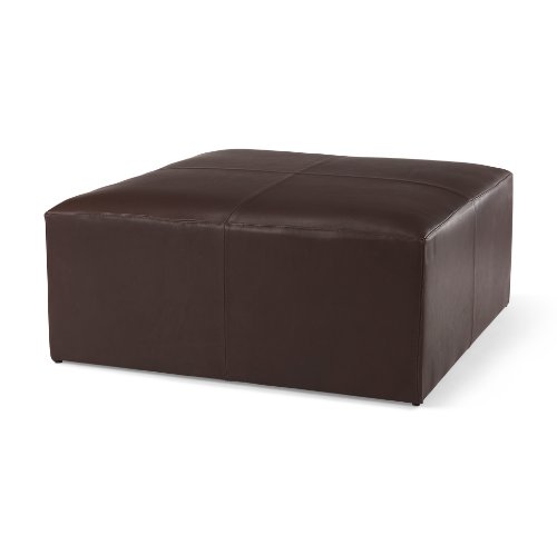 70051 - Minara 36L x 36W x 16H Square Dark Brown Leather Wrapped Ottoman
