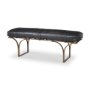69061 - Jessie 55L x 16W Black Leather Seat W/Gold Metal Base Accent Bench
